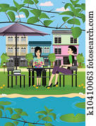 Restaurants in the park. Restaurants in the park.