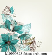 retro floresce, vetorial, ilustração