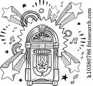 Retro jukebox sketch Retro jukebox sketch