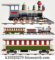 Retro steam train with coach Retro steam train with coach