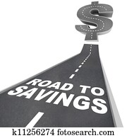 Road to Savings Dollar Sign Save Money Find Discounts Sale