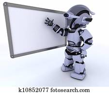 roboter, mit, weiß, klassenraum, drywipe, markierung, brett