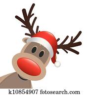 rudolph, rentier, rote nase, und, hut rudolph, rentier, rote nase, und, hut