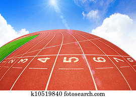 Running track over blue sky 