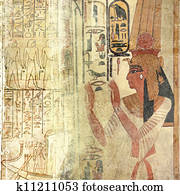Sand-beige ancien Egypt wallpaper with queen nefertari and hiero Sand-beige ancien Egypt wallpaper with queen nefertari and hiero