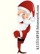 Santa behind blank board