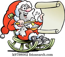 Santa Claus looks on his wish list