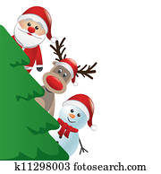 santa reindeer and snowman behind c santa reindeer and snowman behind c
