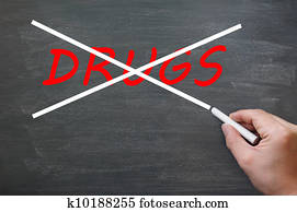Say no to drugs - crossing out drugs on a smudged chalkboard Say no to drugs - crossing out drugs on a smudged chalkboard