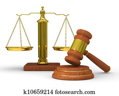 Scales justice and hammer on white background. Isolated 3D image Scales justice and hammer on white background. Isolated 3D image