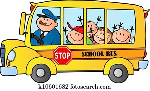 schulbus, mit, glücklich, kindern schulbus, mit, glücklich, kindern