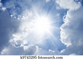 schön, blauer himmel, mit, helle sonne