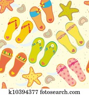 Sea seamless pattern with flip flops and starfish Sea seamless pattern with flip flops and starfish