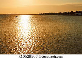 Sea surface at sunset