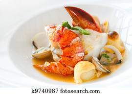 Seafood dish with lobster. Seafood dish with lobster.