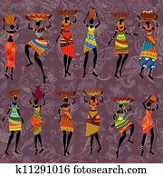 seamless background of African women