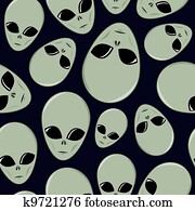 Seamless Cartoon Alien Head Pattern Seamless Cartoon Alien Head Pattern