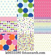 seamless patterns, polka dot set seamless patterns, polka dot set