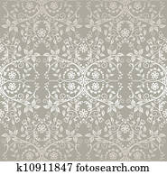 Seamless, prata, renda, padrão floral