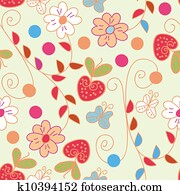 Seamless spring pattern with strawberries Seamless spring pattern with strawberries
