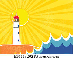 Seascape horizon. Vector illustration with lighthouse Seascape horizon. Vector illustration with lighthouse