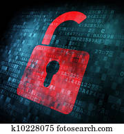 Security concept: Lock on digital screen Security concept: Lock on digital screen