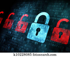 Security concept: Lock on digital screen Security concept: Lock on digital screen