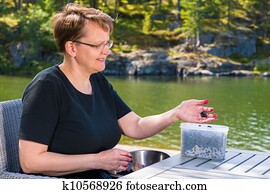 Selecting blueberries