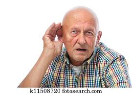 Senior man hard of hearing