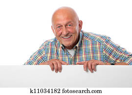 senior man with a blank board