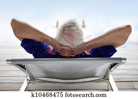 Senior relaxing in a deckchair