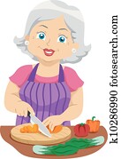 Senior Slicing Veggies Senior Slicing Veggies