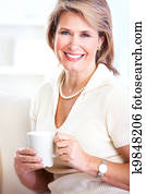 Senior woman with a cup of tea.