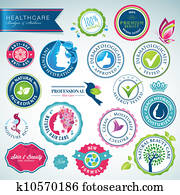 Set of badges and stickers Set of badges and stickers