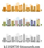 set of cityscape backgrounds