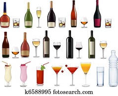 Set of different drinks and cocktails Set of different drinks and cocktails