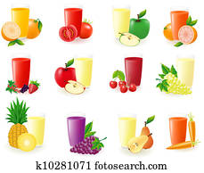set of icons with fruit juice illustration set of icons with fruit juice illustration