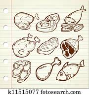 set of meat doodle set of meat doodle