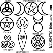 Set of the Wiccan symbols Set of the Wiccan symbols