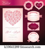 Set of wedding invitation cards Set of wedding invitation cards
