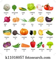 set vegetable with calories on white set vegetable with calories on white
