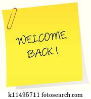 Sheet of paper with welcome back text Sheet of paper with welcome back text