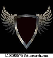 Shield with wings. Shield with wings.
