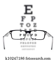 Sight test seen through eye glasses