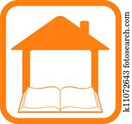 sign in frame with home and book sign in frame with home and book