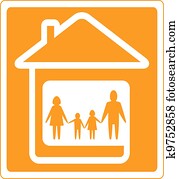 sign with home and family silhouett
