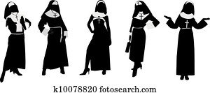 silhouetten, von, nonnen silhouetten, von, nonnen