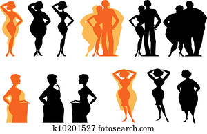 Silhouettes of dieting people Silhouettes of dieting people