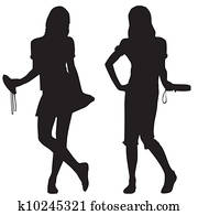 silhuetas, de, adolescente