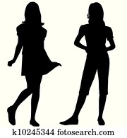 silhuetas, de, adolescente